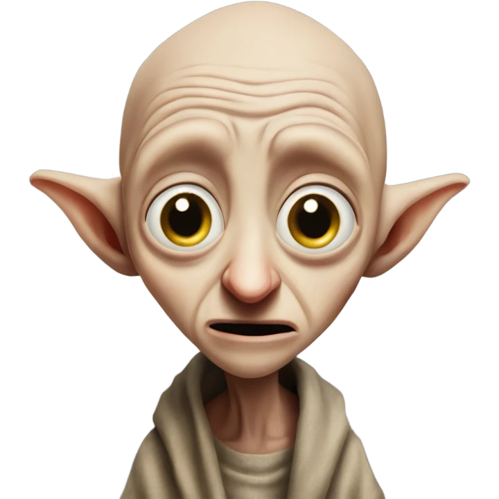 Dobby making a very said face with one tear streaming down his face  emoji