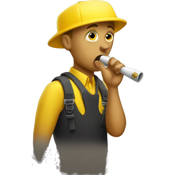 Yellow guy blowing a whistle emoji
