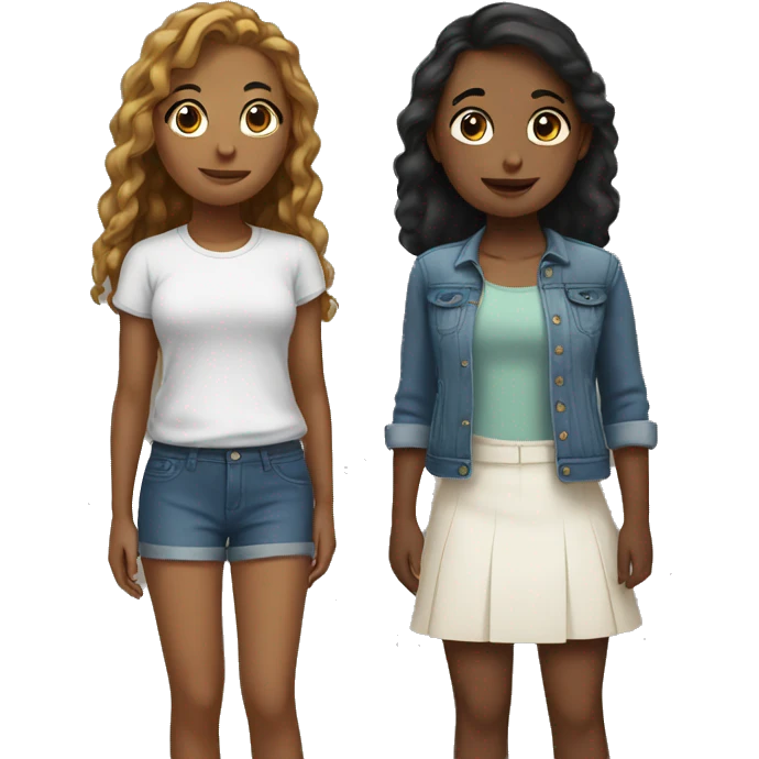 2 girls standing next to each other emoji