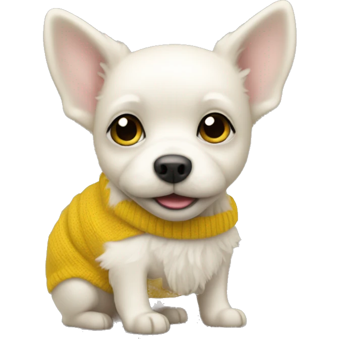 Little white dog in yellow jumper emoji