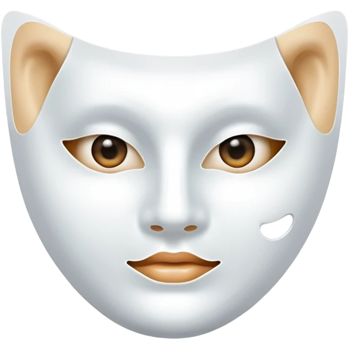 a sheet of white mask pack for face skincare beauty, transpalent holes at eyes and mouth, no real eyes and mouth emoji