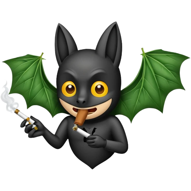 Bat smoking a marijuana jointwhile flying  emoji