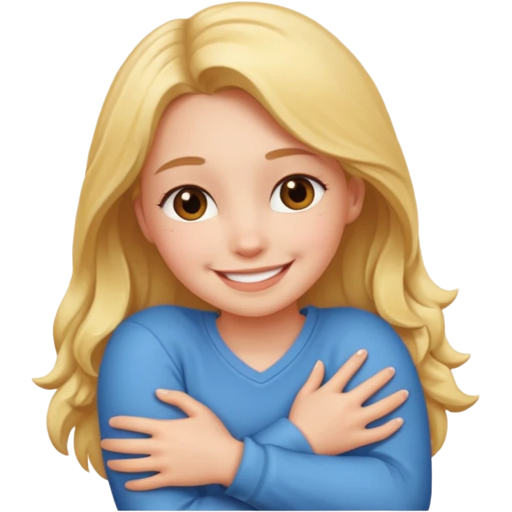 Girl smiling and hugging herself emoji