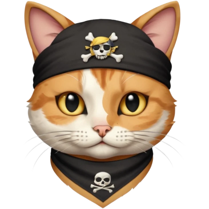 pirate cat with one eye closed with band emoji