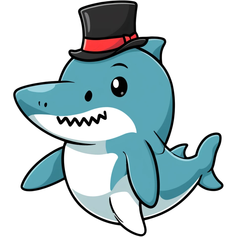 shark wearing a top hat emoji