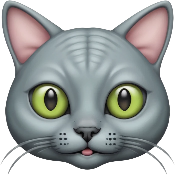 alien cat with no fur, and spectacles emoji