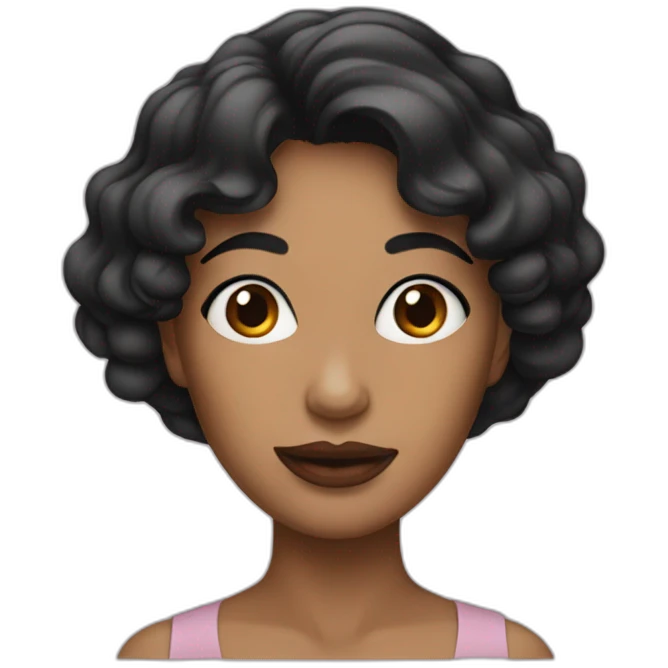 a woman with thin lips waveey black hair emoji