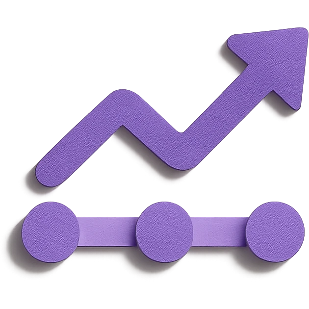 "Timeline", no text, with the colors: Primary Purple:  #8B5CF6
  Light Purple:    #A78BFA emoji