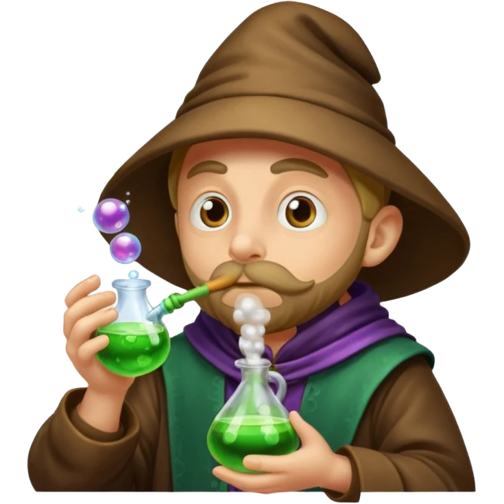 alchemist shushing while potion bubbles emoji