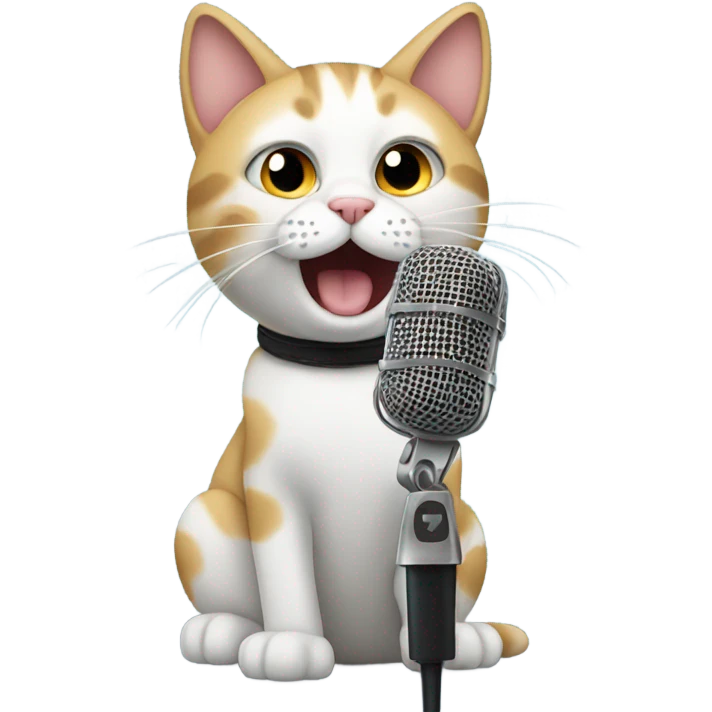 cat sining with a microphone emoji