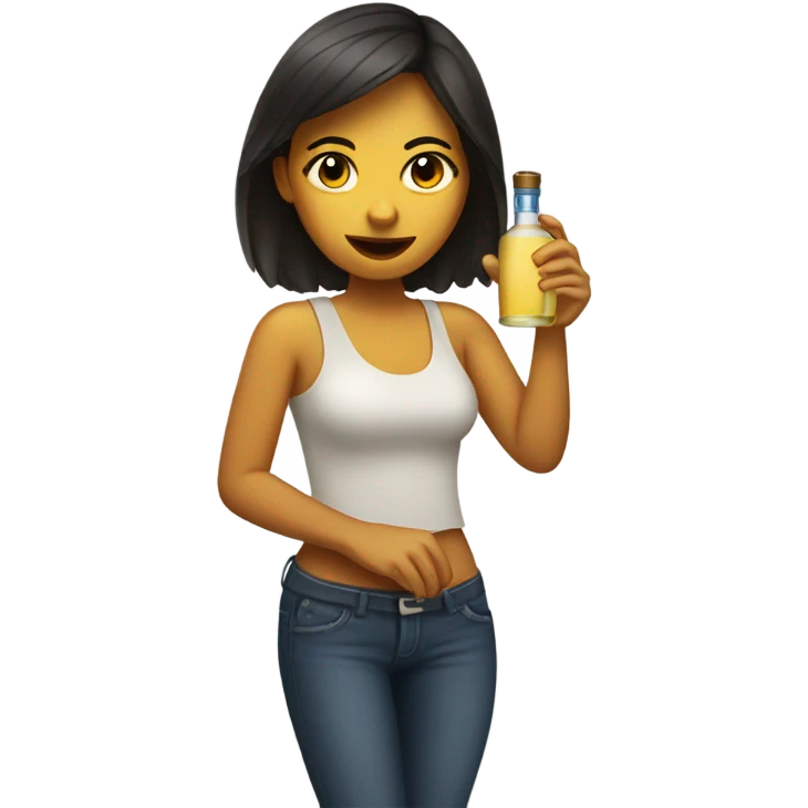 a girl drinking a bottle of tequila emoji