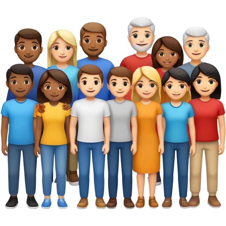 Group of diverse people standing together in unity emoji