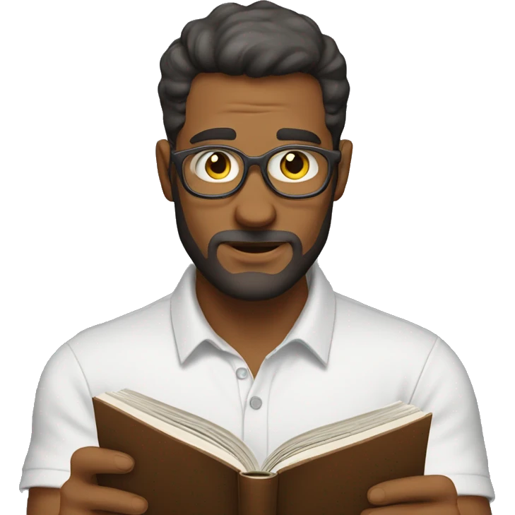 A man reading a book competitively  emoji