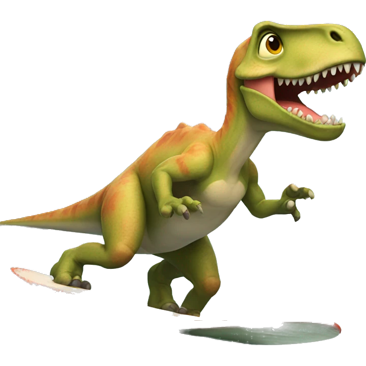Dinosaur surfing emoji