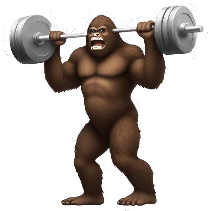 Bigfoot lifting barbell emoji