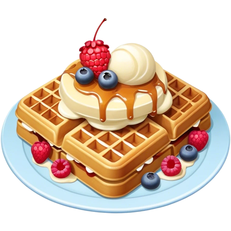 одна бельгийская вафля с мороженым и ягодами  emoji