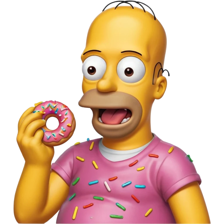 Homer Simpson excited with a donut, vibrant colors, minimal background emoji