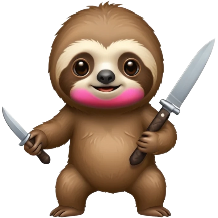 Cute sloth with knife emoji