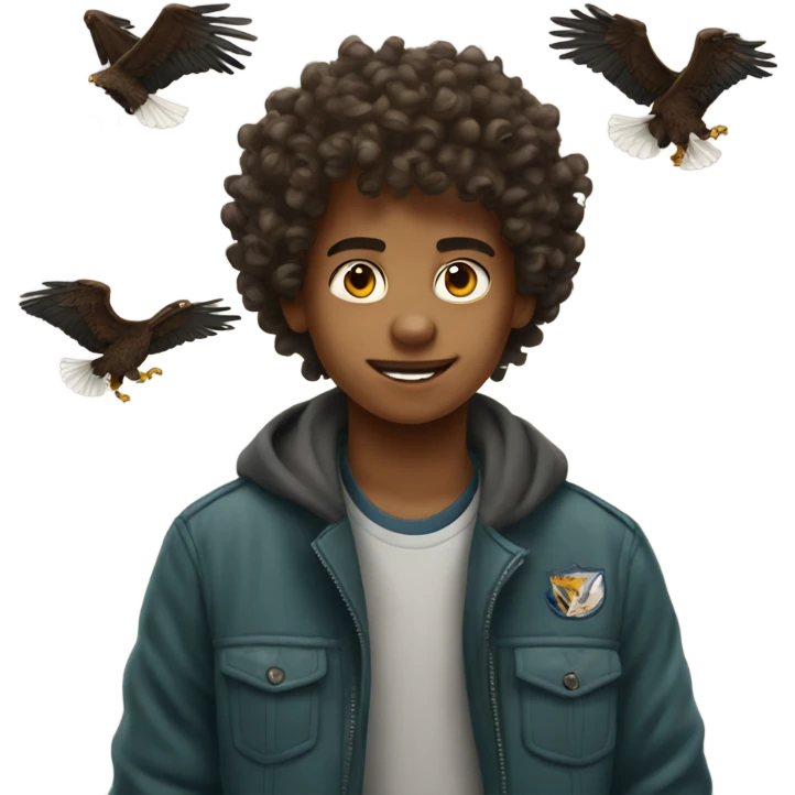 Curly headed kid with eagles  emoji