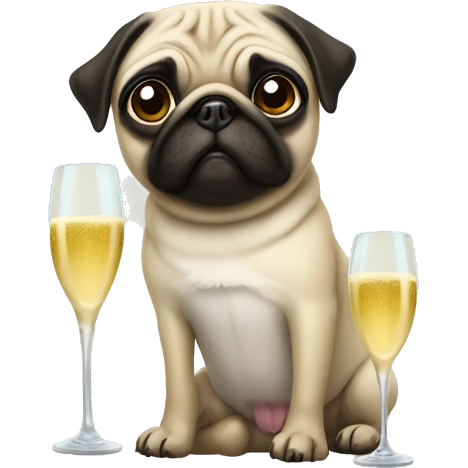 Pug with champagne flute emoji