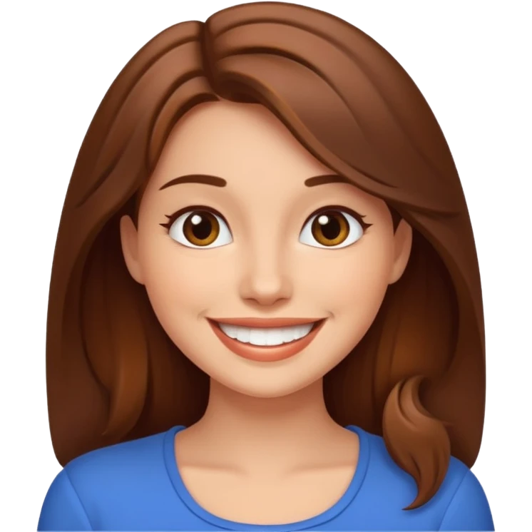cute brown haired women with amazing smile emoji