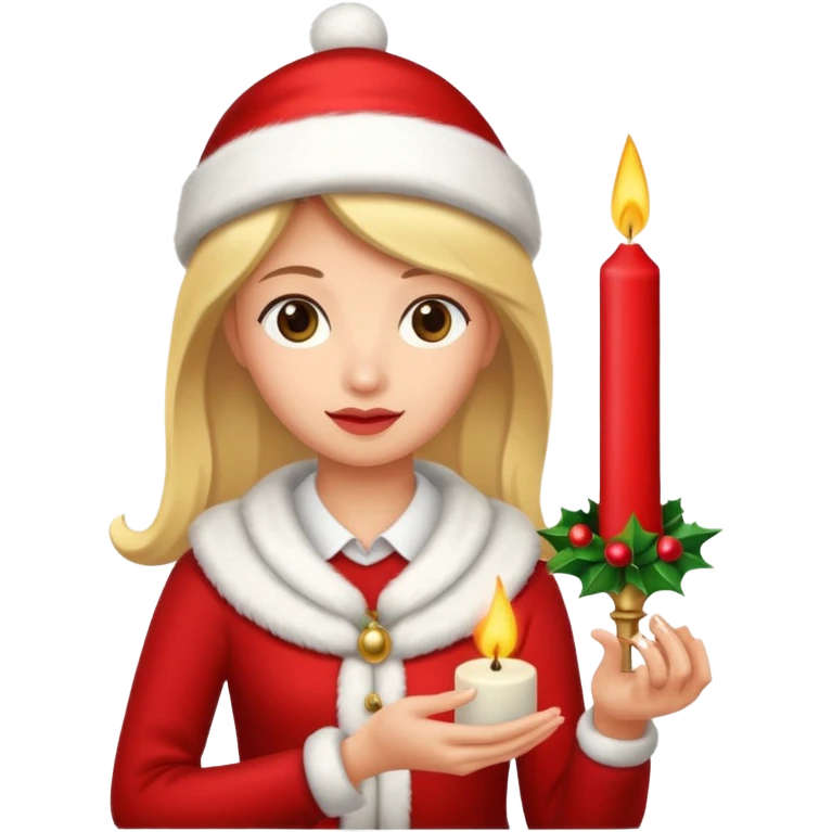 woman holding christmass ornamented candle emoji