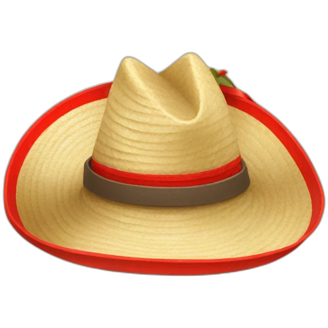 Sombrero de paja con una cinta roja emoji