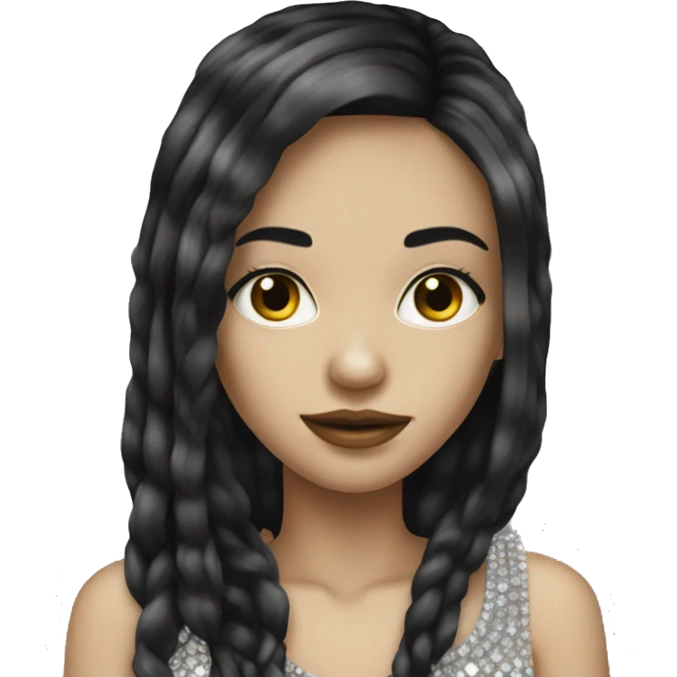 pale girl with long black hair luxury bling emoji