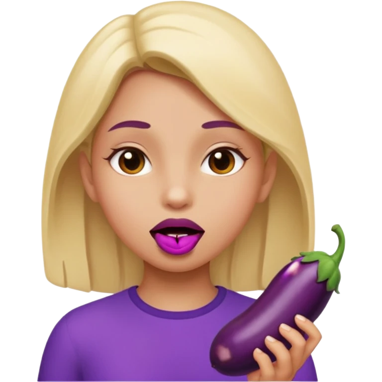 girl brinjal in mouth emoji