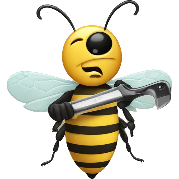 Bee holding a razor emoji