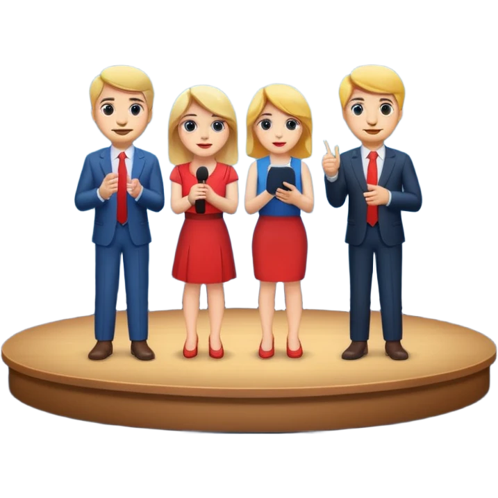 interview, three people, on stage emoji