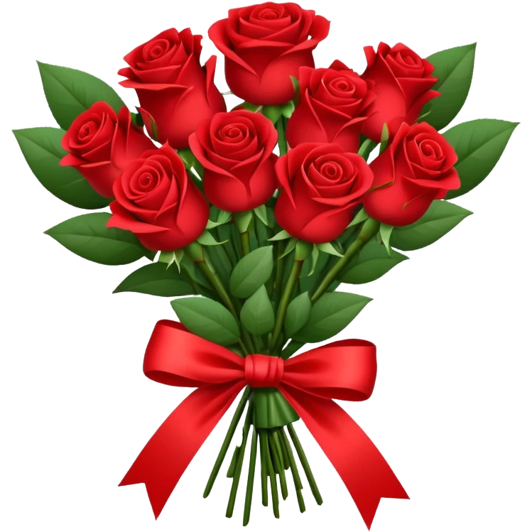 bouquet of roses with bow and wrapping paper emoji