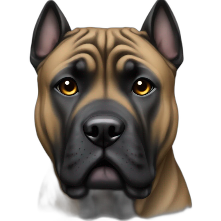 Black presa canario dog cropped ears emoji