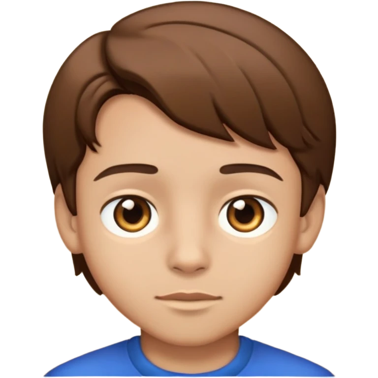 Boy with light skin and brown eyes and brown hair parted in the middle emoji