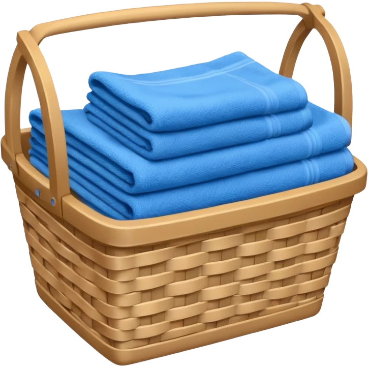 laundry basket with blue towels emoji