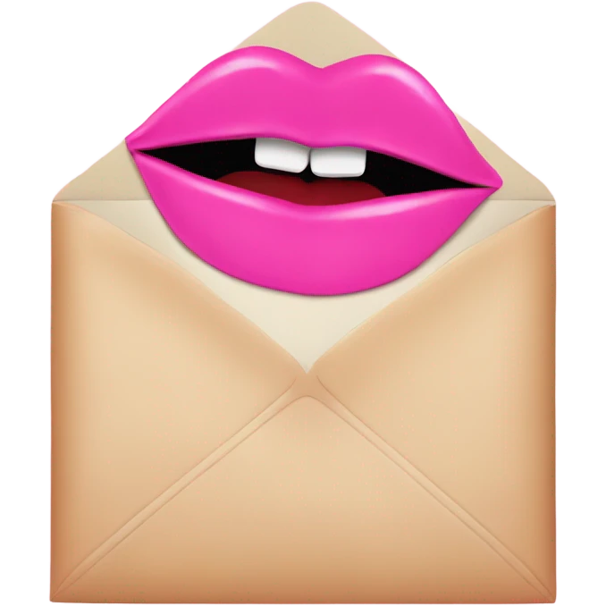 Pink love letter with a lipstick kiss  emoji