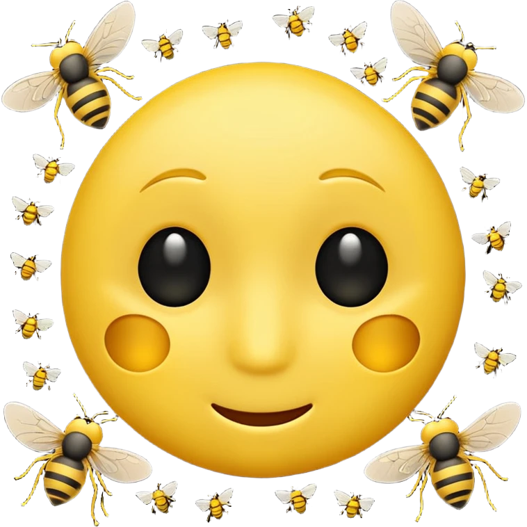 😊🥺 these emojis but with flies around it and its happy yellow face emoji black eyes emoji