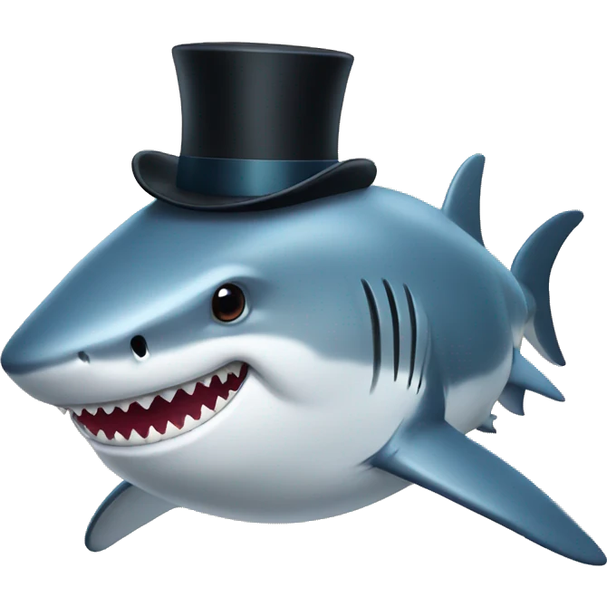 Shark with a top hat emoji