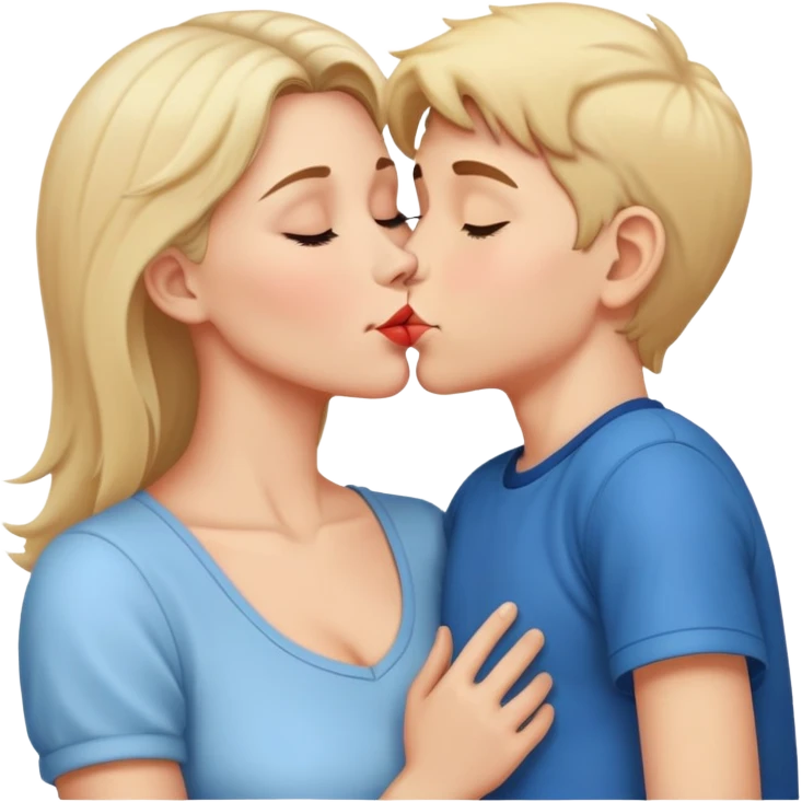 Nudists Mom and Son kissing emoji