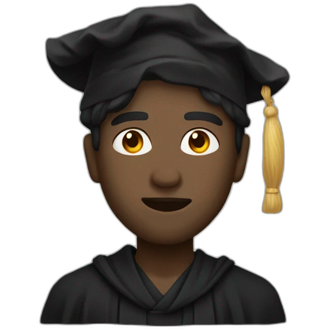 Top half of a caracter with a black robe and a face in the shade emoji