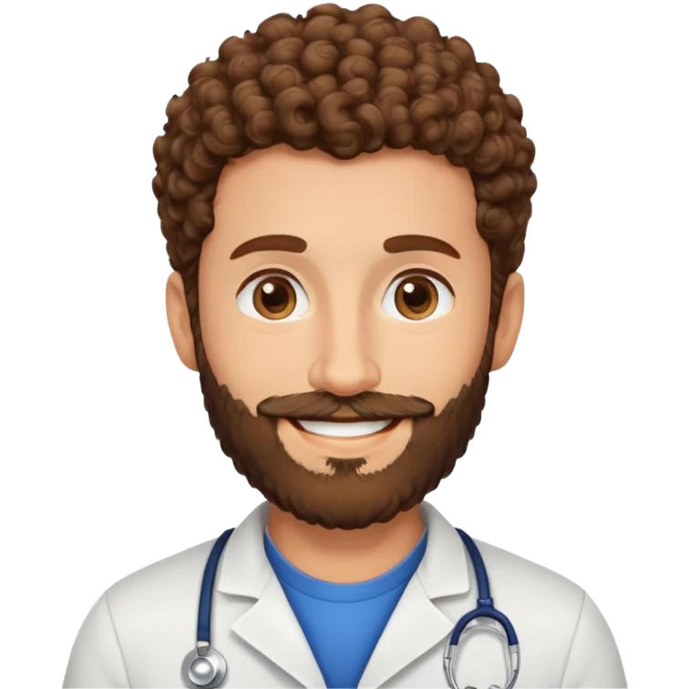 ENTRENADOR O NUTRICIONISTA PELO RIZADO CORTO MARRON Y BARBA SONRRIENDO emoji