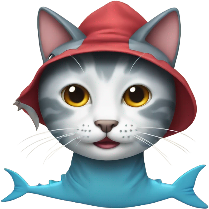 Cat with a shark hat emoji