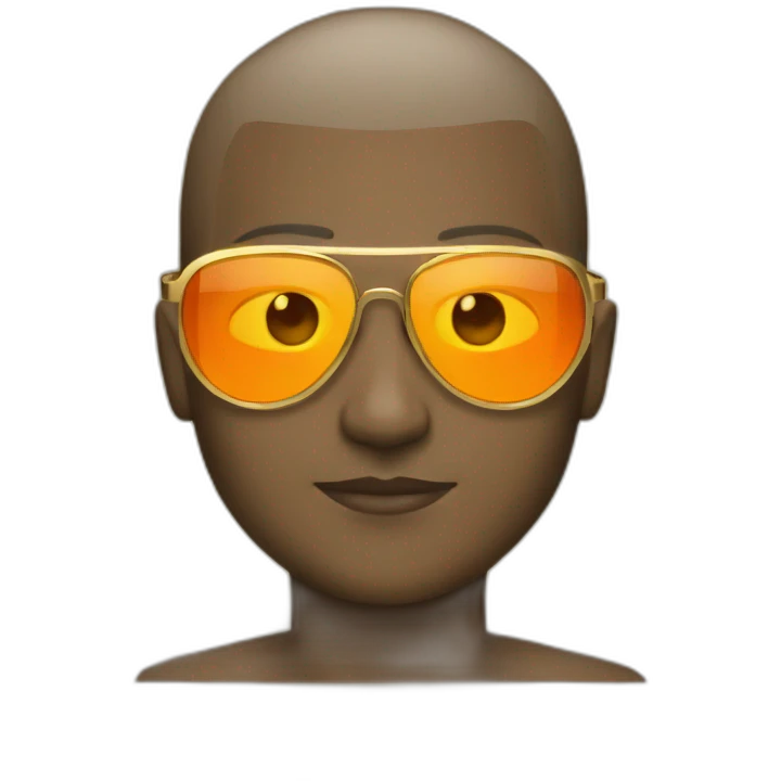 buzz cut gold glasses with orange lens emoji