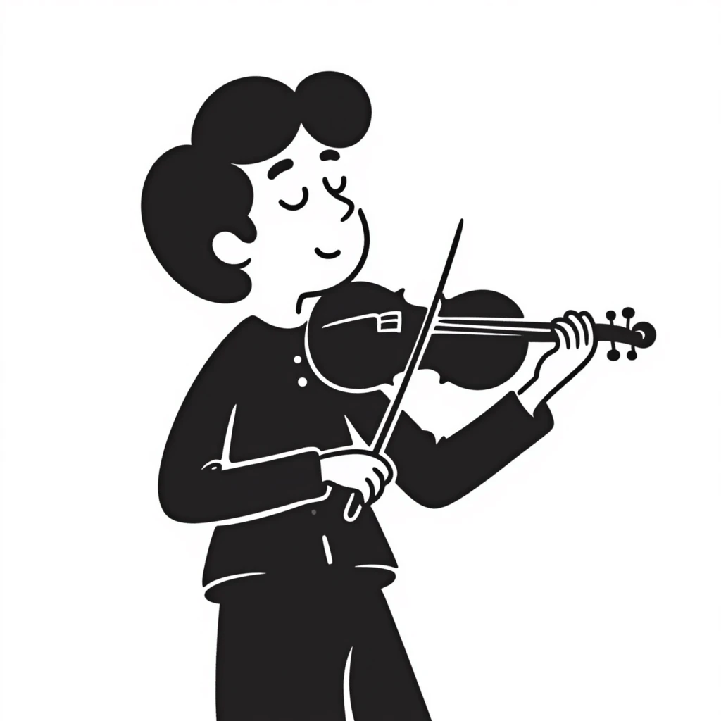 melancholic violinist looking up at the sky thinking emoji