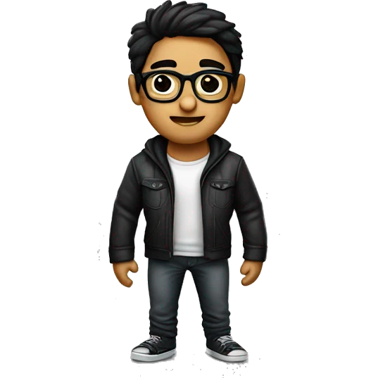 Joven rubio con pelo corto con gafas con remera negra  emoji