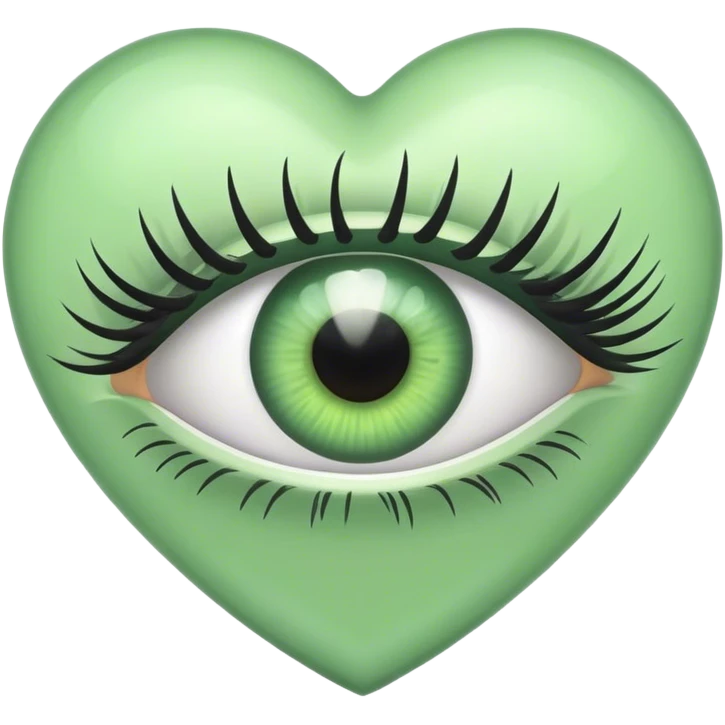 Eye with eyelashes inside light green heart emoji