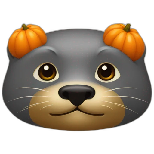 une. Loutre. avec un masque. deux citrouilles. emoji