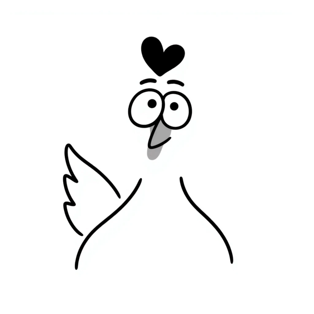 A goofy chicken with big eyes and a surprised expression emoji