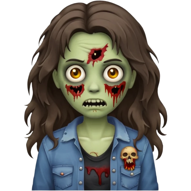 wavy brunette hair zombie emoji emoji