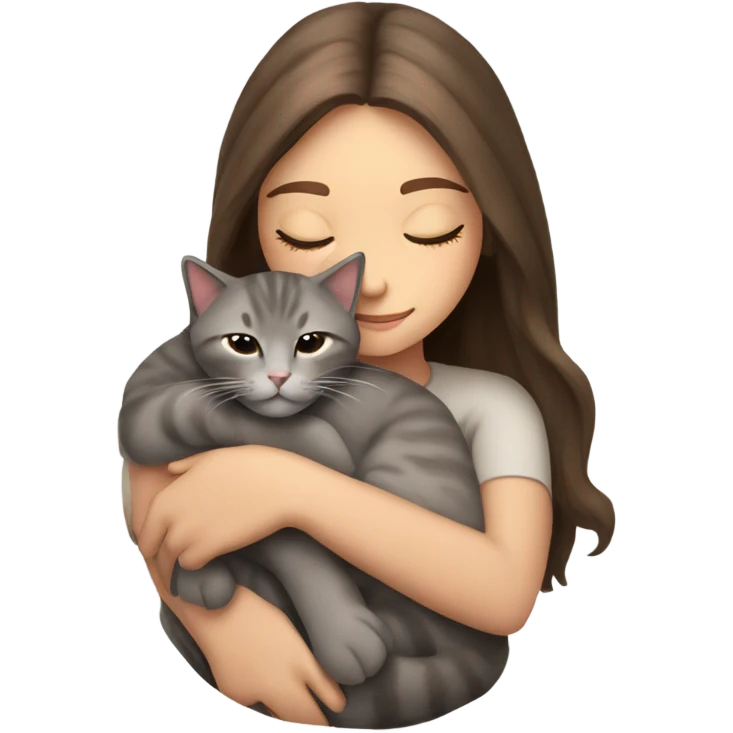 Brown gray kitty sleeping on brunette white girl's lap emoji